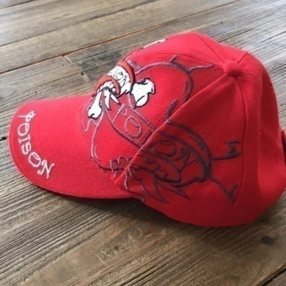 Poison Hat Red Embroidered size circumference around 21”
